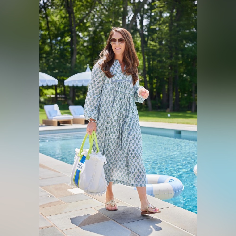 Block Print Midi Length Dress NWOT Cisco Caftan